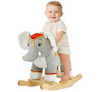 FUNLIO Cavallo a Dondolo Elefante Thai per Bambini 1-3 Anni, Dondolo Elefante Grigio Carino ed Eleganter, Animale a Dondolo di Peluche, Facile da Assemblare, Certificazioni CPC