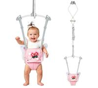 FUNLIO Salterino da porta per bebè con farfalla rosa per 6-24 mesi, salterino da porta con morsetto e cinghia regolabile, galleggiante portatile per neonati, molla resistente, carico massimo 40 libbre