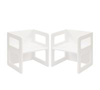 FUNLIO Sedia per lo svezzamento Montessori regolabile in altezza per età 1-3, sedia in legno massiccio di qualità, per mangiare/leggere/giocare, mobili Montessori con certificazione CPC - Bianco（2pcs）
