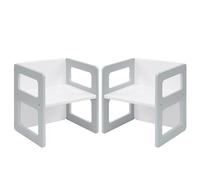 FUNLIO Sedia per lo svezzamento Montessori regolabile in altezza per età 1-3, sedia in legno massiccio di qualità, per mangiare/leggere/giocare, mobili Montessori con certificazione CPC - Grigio（2pcs）