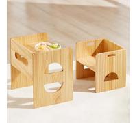 FUNLIO Set di tavolo e sedia Montessori regolabili in altezza per età 1-3, in legno massiccio, set di sedia da tavolo per bambini per leggere/mangiare/giocare - Naturale
