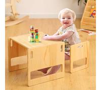 FUNLIO Set Tavolo e Sedia Montessori per Bambini 1-3 Anni, Altezza Regolabile, Ideale per Leggere/Mangiare/Giocare, Montaggio Semplice, Certificato CPC