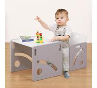 FUNLIO Set Tavolo e Sedia Montessori per Bambini 1-3 Anni, Altezza Regolabile, Ideale per Leggere/Mangiare/Giocare, Montaggio Semplice, Certificato CPC - Grigio