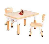 FUNLIO Tavolino con 2 Sedie per Bambini, Tavolino e Sedie Regolabili in Altezza per Età 3-8 Anni per Aule/Case, Tavolo Bambini per Arti Facile da Pulire, Approvato CPC e CE (3 pezzi)-Rettangolo