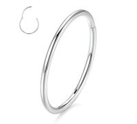 FUNLMO Anello da naso in acciaio chirurgico 316L incernierato per naso, setto nasale, cartilagine, elice, trago, conchiglia, Rook Daith, lobo, labbro, 1 pezzo, Nessuna pietra preziosa