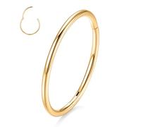 FUNLMO Anello da naso in acciaio chirurgico 316L incernierato per naso, setto nasale, cartilagine, elice, trago, conchiglia, Rook Daith, lobo, labbro, 1 pezzo, Nessuna pietra preziosa