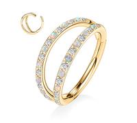 FUNLMO Anello per setto nasale, in acciaio chirurgico 316L, con conchiglia, Daith, Helix, trago, trago, labbro, per donne e uomini, 20 G, 18 G, 16 G, acciaio chirurgico, zirconia cubica, Altro