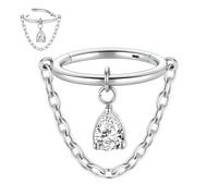 FUNLMO Piercing orbitale per cartilagine dell'orecchio con conchiglia, in acciaio chirurgico 316L, anello per setto nasale, per donne e uomini, Acciaio inossidabile, Zirconie sintetico