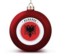 Funlucy Ornamento a forma di palla di Natale dell'Albania - Bandiera dell'Albania Bandiera Nazioni Ornamenti da appendere Ricordo Regalo per albero di Natale Decorazione stagionale