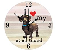 Funlucy Orologio da parete con bassotto non ticcheggiante, orologio da parete con scritta "I Love My Dogs at All Times" per cucina, ufficio, camera da letto, 30 x 30 cm