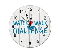 Funlucy Orologio da parete rotondo moderno con citazioni Water Walk Challenge silenzioso senza ticchettio orologi da parete per cucina, ufficio, orologio da appendere retrò, 35,5 cm