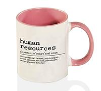Funlucy Tazza da caffè in ceramica rosa bicolore con definizione delle risorse umane, 325 ml