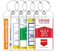 FUNMCAN Confezione da 5 porta etichette per bagagli da crociera per carnevale, NCL, Princess, MSC Cruise Ships, porta etichette trasparenti con chiusura a zip, larghi, impermeabili, accessori da