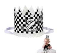 Funmemoir 2° compleanno Crown Boy, Bad Two The Bone Crown Hat Felt Black Checkered Birthday Hat for Bad Two The Bone Party Decorations, Music Theme Rock and Roll 2 anni Party Supplies