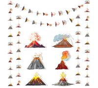 Funmemoir 8 decorazioni da appendere a forma di vulcano, decorazioni di compleanno a forma di vulcano, puntini da appendere per feste di compleanno a forma di vulcano, per ragazzi e ragazze,