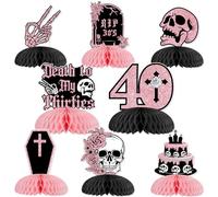 Funmemoir Decorazioni per compleanno anni Trenta, 8 pezzi centrotavola a nido d'ape per 40° compleanno, oro rosa, gotico, funerale per la mia gioventù, 40° morte ai miei trent'anni, decorazioni per