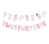 Funmemoir Decorazioni per il 2° compleanno di balletto - Due due simpatici striscioni, ghirlanda di cigni ballerina, striscione pre-infilato per ragazze a tema ballerina decorazioni per feste di