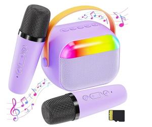 FunMission Giocattoli Karaoke Microfono Macchina, Portatile Bluetooth Mini Karaoke Macchina Canto Altoparlante, Viola