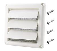 Funmit Copertura per bocchetta dell'asciugatrice, 10,2 cm, per presa d'aria esterna, con schermo, include 4 viti per una facile installazione (bianco)