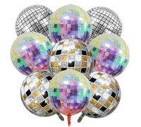Funmo Discoteca Palloncini, 9 Palloncini Alluminio Disco, 22 Pollici Palloncini da Discoteca 4D Metallizzati, 70 Anni 80 Anni 90 Anni Decorazioni per Feste Palloncino