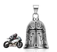 Funmo Guardian Bell,Campanella Moto,Portachiavi Moto,Portafortuna,Angeli Portachiavi,Angelo Custode,Acciaio Inox Argento,Regalo per Motociclista,Auto Elettriche e Biciclette Protezione Gremlin