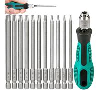 Funmo Set di cacciaviti Torx, 100 mm, T6-T40, set di cacciaviti magnetici a stella, Torx, con manico lungo, codolo esagonale S2, in acciaio