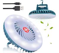 Funmo Ventilatore da Campeggio a LED, Lampada da Campeggio a LED portatile 2 in 1 con Ventilatore da Soffitto, Lanterna da Campeggio ricaricabile USB per Esterno, Campeggio, Ufficio, Griglia