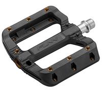 Funn Black Magic Pedali Flat MTB Plastica, Larghi (Pins Arancione)