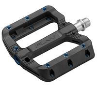 Funn Black Magic Pedale Piatto in Plastica per Mountain Bike - Pedali Leggeri con Ampia Piattaforma per Maggiore Stabilità, Pedali per Bicicletta con Asse in CrMo da 9/16 pollici (Perni Blu)