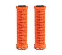 Funn Holeshot Manopole per Mountain Bike con Chiusura Singola, Diametro Interno di 22 mm, Manopole per Manubrio da Bici Resistenti con Estremità Indurite (Arancione)