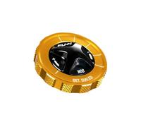 Funn NOS Tappi Valvola Forcella RockShox 35 e 38mm, Tipo RS (Oro) | alluminio lavorato CNC, ghiera decorativa girevole, senza regolazione pressione, presa zigrinata, antistress, per MTB