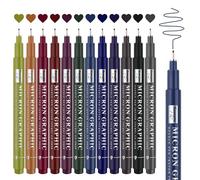 Funnasting Fineliner Colorate, 12 Colori Vintage Tratto Pen, 0,5 mm Pennarelli a Punta Fine per Journaling, Disegno, Schizzi, Scrittura, Calligrafia e Appunti