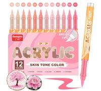 Funnasting Pennarelli Acrilici, Set di 12 Colori Professionali Della Pelle Serie Colori Acrilici Pennarelli per Pittura Su Roccia, Vetro, Tazze, Legno, Nmetallo e Creazioni fai da te