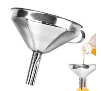 Funnel With Screen Filter - Oil Strainer Funnel, Heavy Duty Stainless Build, Replaceable Coarse Net Disc, Steady Ribbed Inner Cone | Baking Cooking Tool For Juices Broth Syrup Gravy Custard Marinade