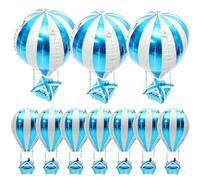 FUNNETOYU 10 Palloncini a Forma di Pallone Aerostatico in Alluminio Blu Decorazioni per Feste di Compleanno Set da 10 Pezzi in Pellicola di Alluminio Resistente per Eventi e Aule
