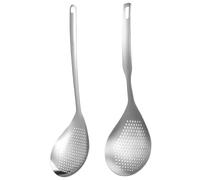 FUNNETOYU 2 pezzi Colino in Acciaio Inossidabile con Manico per Scolare Pasta e Verdure Mestoli Forati Resistenti al Calore per Appendere Utensili per Cucina Professionale
