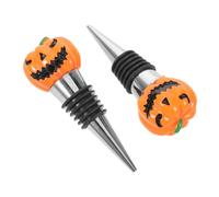 FUNNETOYU 2 Pezzi Halloween Pumpkin Wine Bottle Stoppers in Resilient Resin Fun And Festive Jack-o Beverage Sealers For Party And Home Decor