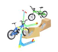 FUNNETOYU 2 set Mini Finger Bike e Scooter in Alluminio con Rampe per Giochi da Tavolo Giocattoli Sportivi per Adulti per Pratica Manuale e Esplorazione Creativa