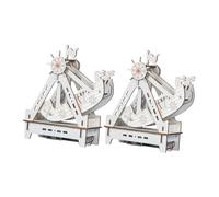 FUNNETOYU 2sets Modelli Navi in Legno Kit Modellini Barche Vela Da Gioco Pirata Puzzle Decorazioni Per Feste Regalo Per Ragazzo Ragazza e Adulti Beige Batteria