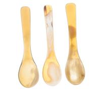 FUNNETOYU 3 pezzi in Corno Naturale per e Dessert Cucchiai Piccoli per Mescolare Bevande e Dolci Design Uso Versatile per Latte Tè e Condimenti Colore Casuale Colore Casuale