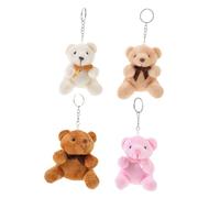 FUNNETOYU 4 Portachiavi Orsetto Peluche Morbido Ciondoli Fluffy Appendibili per Borsa Decorazioni Regalo per Compleanni Feste e Zaini