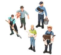 FUNNETOYU 5 Modelli Miniatura Contadini in Resina Figure Lavoratori Agricoli Resistenti e Dettagliate per Decorazioni e Educativo