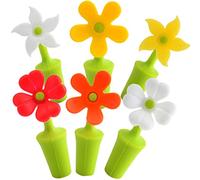 FUNNETOYU 6 pezzi Tappi per Bottiglie Silicone Forma Fiore Tappi Decorativi per Vino Resistenti e Facili da Usare per Regali Chi Ama Vino