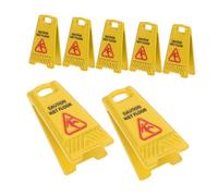 FUNNETOYU 7 Miniature Dollhouse Wet Floor Warning Signs Realistic Safety Caution Notice For Fairy Garden Decoration And Educational Toy