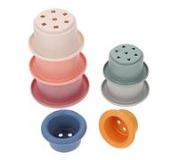 FUNNETOYU 7 Tazze Impilabili Silicone per Bagno Educativo per Sviluppo Intellettivo e Relazioni Genitore Giochi da Bagno Divertenti e Pratici
