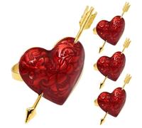 FUNNETOYU Anelli per Tovaglioli a Forma di Cuore in Lega Rossa Set da 4 Porta Tovaglioli per Feste e Matrimoni Decorazioni da Tavola per Giorno degli Innamorati e Occasioni Speciali