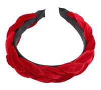 FUNNETOYU Cerchietto Design a Treccia Incrociata per Chioma Donna in Flanella Rossa Leggero e Confortevole, Accessorio Elegante e Semplice per Ragazze