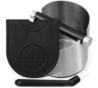 FUNNETOYU Contenitore Spazzola con Caffè per in Inox di e Secchiello Knock Box Multifunzionale, Tappetino Antiscivolo in Silicone per Pulizia Accanto alla Macchina Espresso