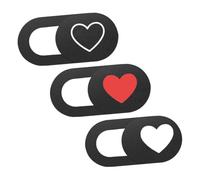 FUNNETOYU Copertura Fotocamera Laptop Cuore Nero, Set 3 Pezzi ABS | Tablet e Desktop, Design Compatto senza Peso Extra, Protezione Privacy per Vita Digitale Sicura
