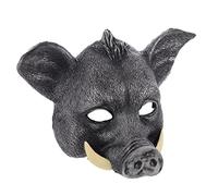 FUNNETOYU Maschera Halloween Animale Cinghiale in PU Nero Maschera Decorativa Cosplay Unisex per e Adulti Design Realistico e Artigianale